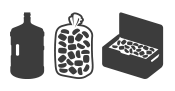 icons of water bottle, bag or ice and cooler of ice